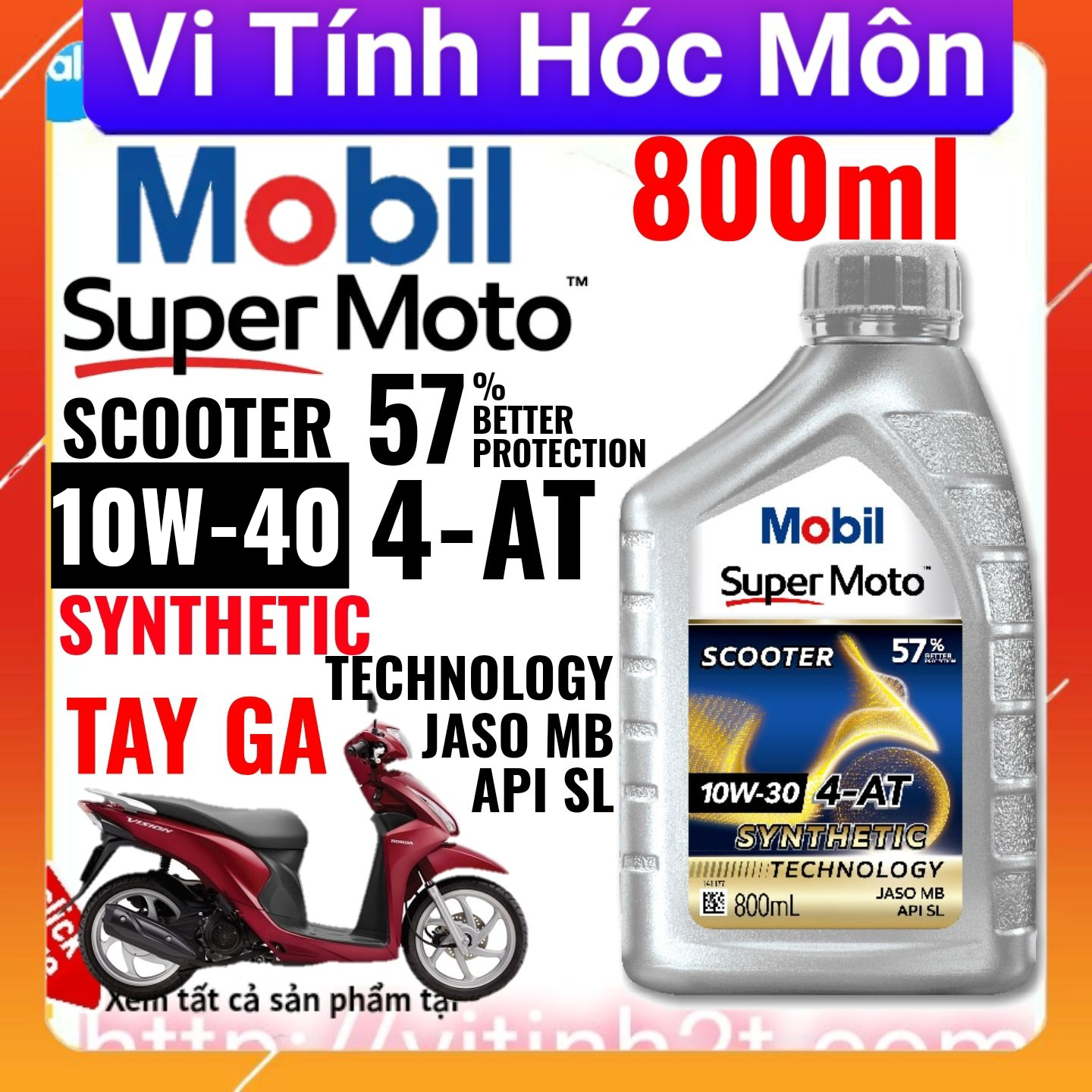 (0.8L) Nhớt xe tay ga Mobil Super Moto Scooter 10W-40  10w40