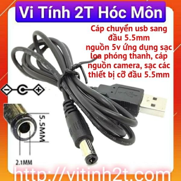 Cáp chuyển đổi usb sang 5.5mm nguồn 5v, Cáp kết nối USB sang nguồn DC 5V