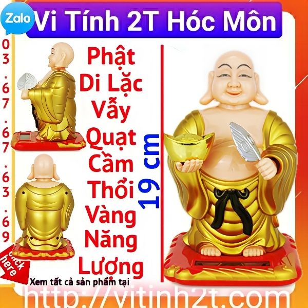 Phật Di Lặc Vẫy Quạt Cầm Thổi Vàng Năng Lượng