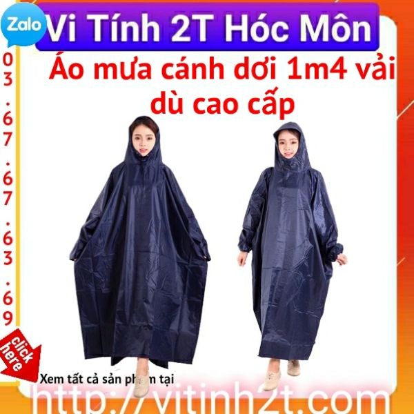 Áo mưa cánh dơi (xẻ tà) vải dù cao cấp loại lớn 1m4 - che kín 2 người mùa mưa