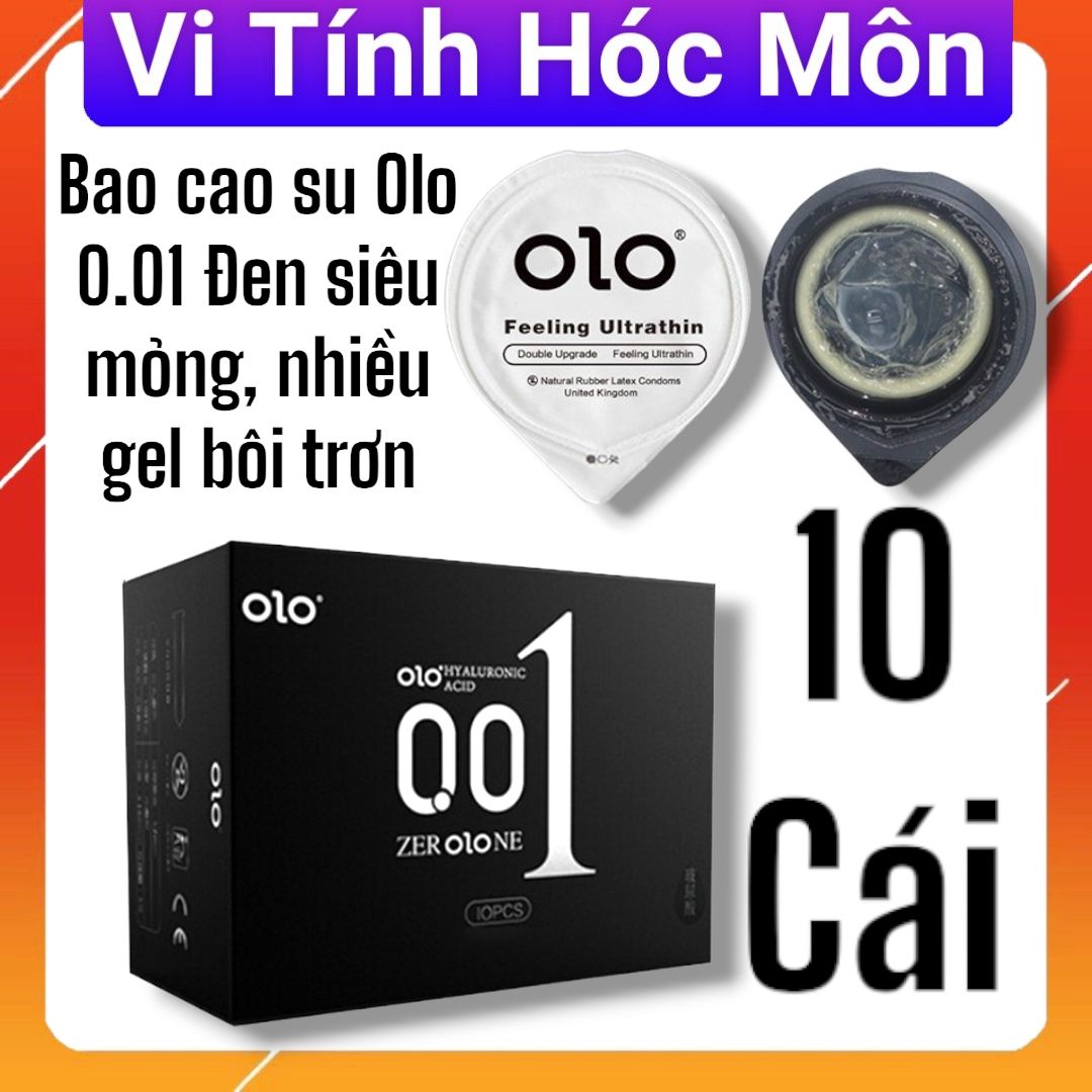 BAO CAO SU OLO 0.01 ĐEN FEELING ULTRATHIN – BCS SIÊU MỎNG, HƯƠNG VANI, NHIỀU GEL BÔI TRƠN – HỘP 10 BCS bao cao su 001