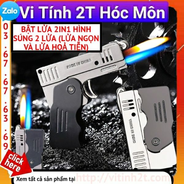 BẬT LỬA 2IN1 HÌNH SÚNG 2 LỬA (LỬA NGỌN VÀ LỬA HOẢ TIỄN) - (XÀI GAS)