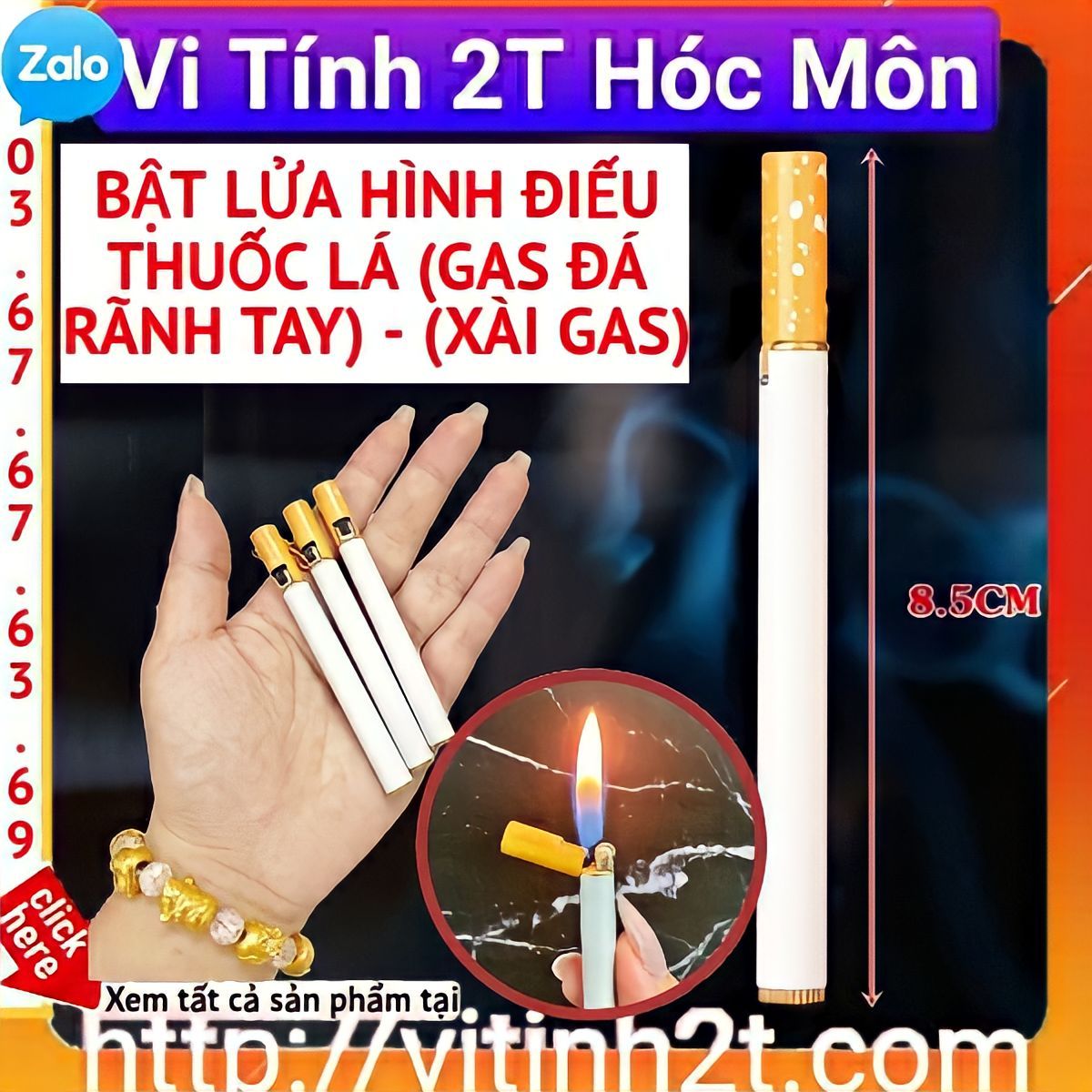 BẬT LỬA HÌNH ĐIẾU THUỐC LÁ (GAS ĐÁ RÃNH TAY) - (XÀI GAS)