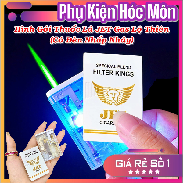 BẬT LỬA KHÈ HÌNH GÓI THUỐC LÁ JET GAS LỘ THIÊN (CÓ ĐÈN NHẤP NHÁY) - (XÀI GAS)
