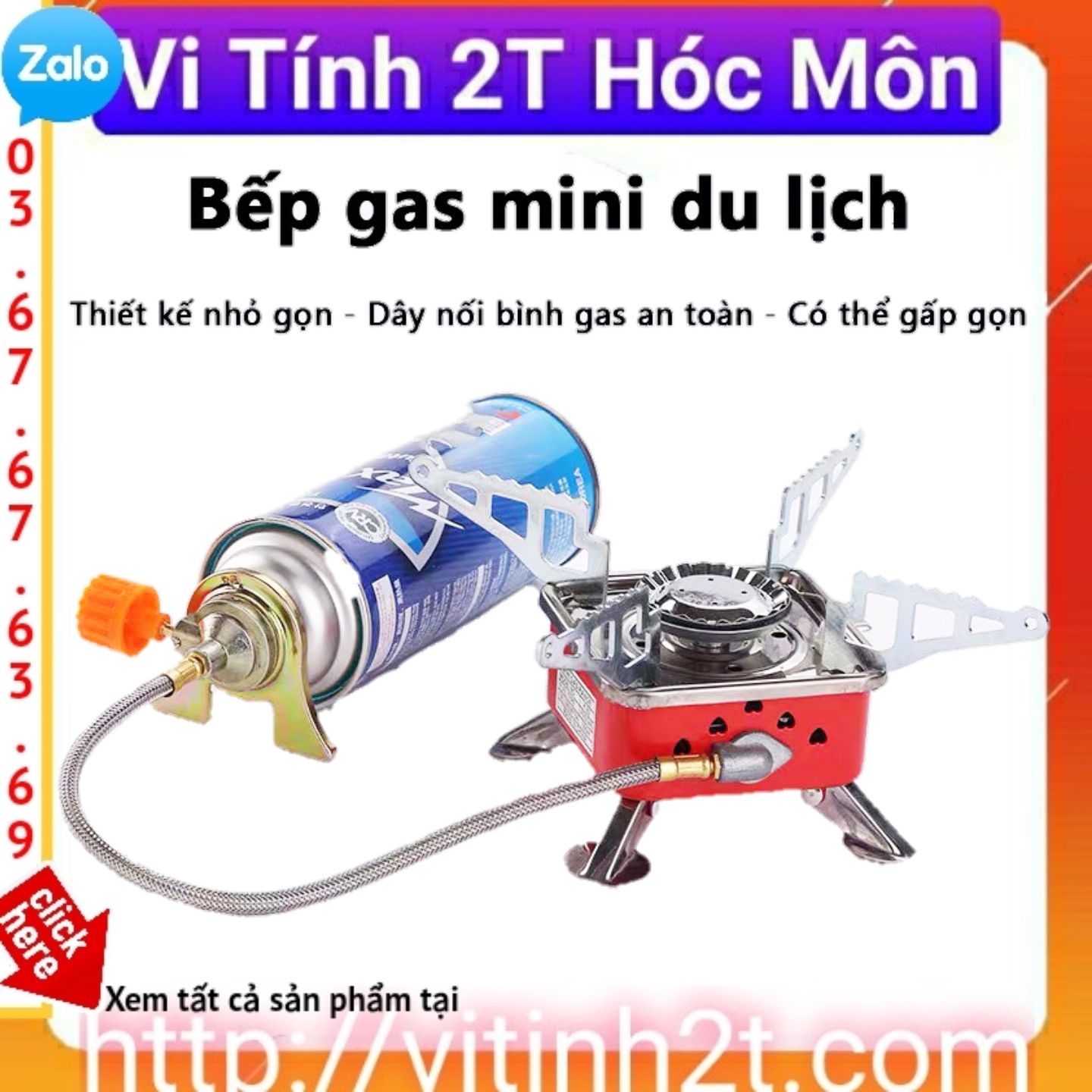 BẾP GAS MINI DU LỊCH CÓ DÂY TIỆN LỢI AN TOÀN.