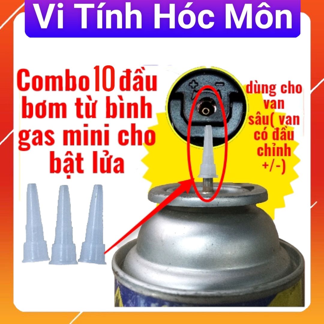 Bộ 10 cái đầu chuyển đổi bơm gas bật lửa bằng bình gas du lịch