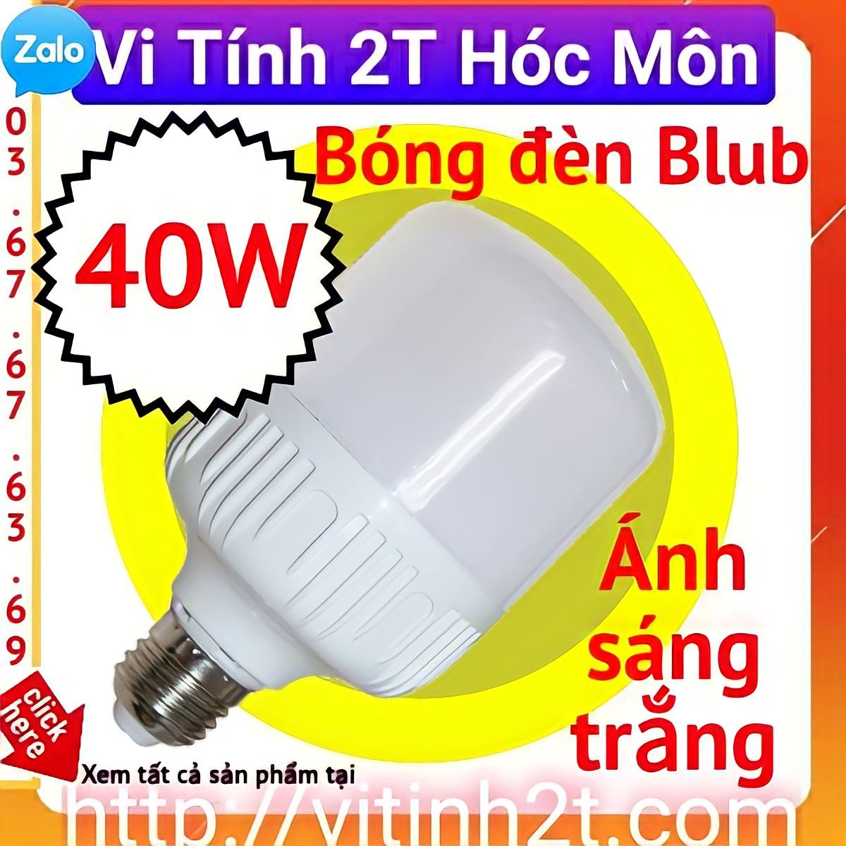 Bóng Đèn LED bulb 40W E27 công suất lớn(Ánh sáng trắng)