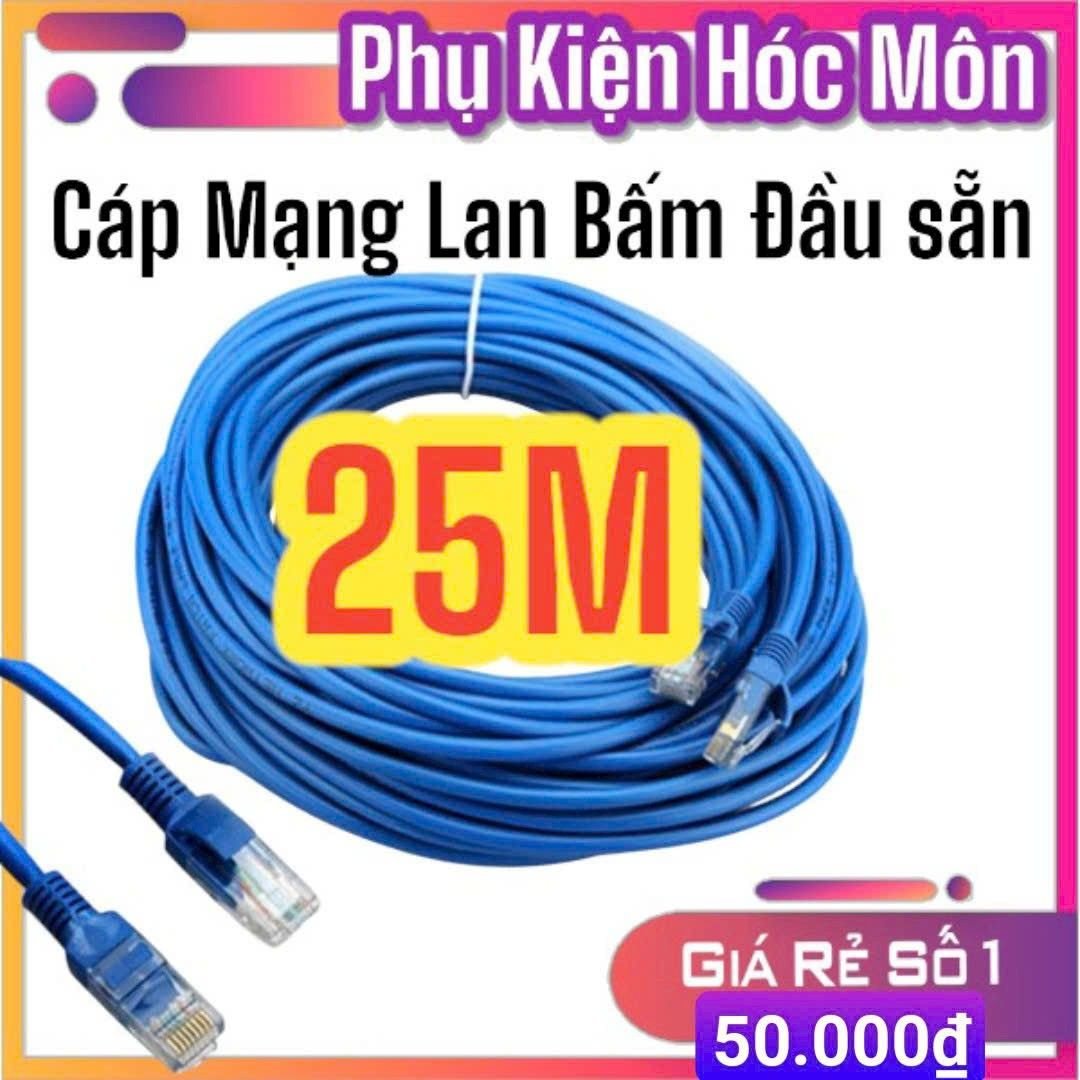 Cáp Mạng LAN Cat5E 25m Bấm Sẵn | Dây Mạng RJ45 Dài | Kết Nối Máy Tính Modem Camera | Vi Tính Hóc Môn