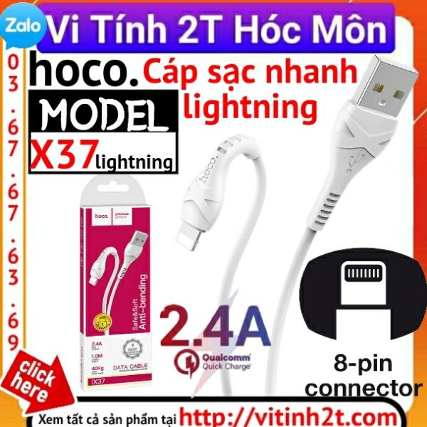 (Lightning) cáp sạc nhanh 2.4A hoco x37