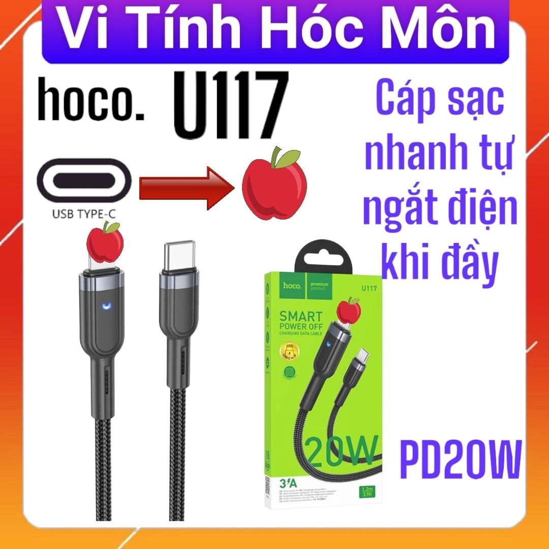 Cáp sạc nhanh tự ngắt thông minh U117 Type-C to Iphone
