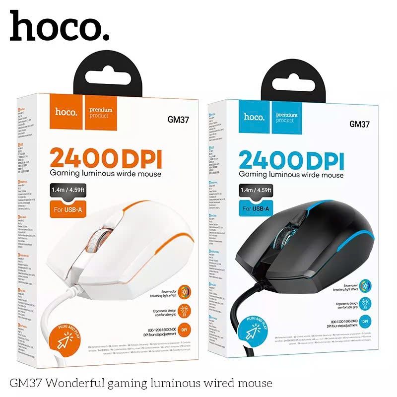 Chuột Có Dây Hoco GM37 Chính Hãng Có Led Đổi Màu