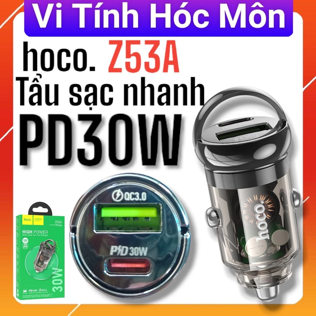 CỐC SẠC XE HƠI Z53A VISION PD30W+QC3.0, chế sạc điện thoại trên xe máy hóc môn