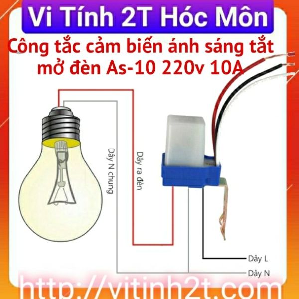 ( Hóc Môn) Công tắc cảm biến ánh sáng AS10 220v 10A as 10