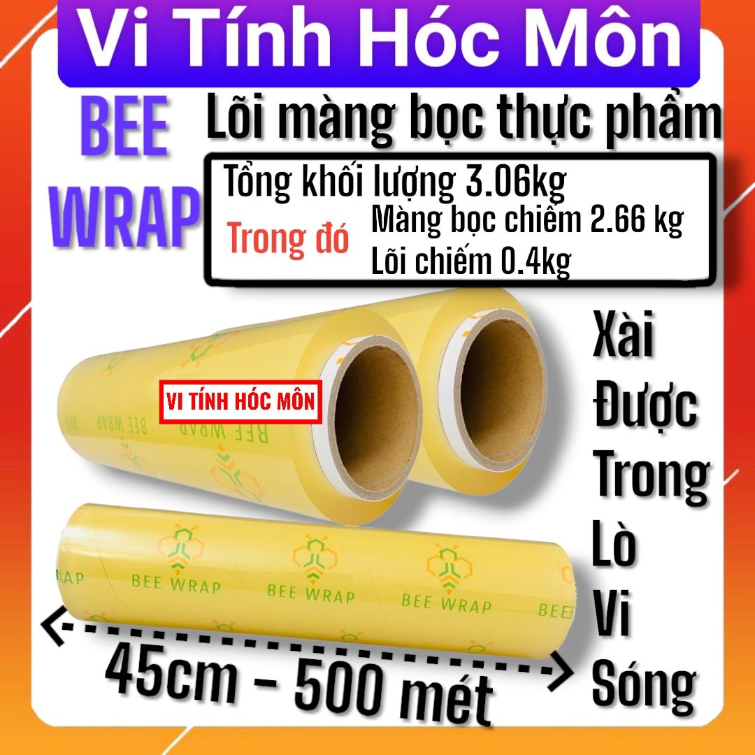 Cuộn lõi màng bọc thực phẩm khổ 45cm x 500m 45 cm x 500 m Bee Wrap bảo quản thực phẩm, xài được trong lò vi sóng