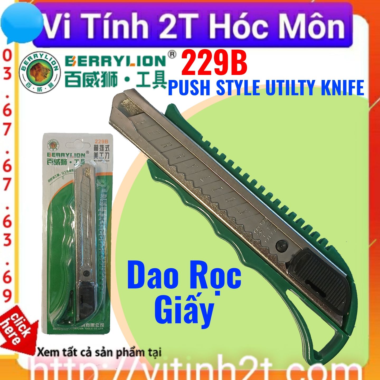 DAO RỌC GIẤY BERRYLION 229B RỘNG 18MM