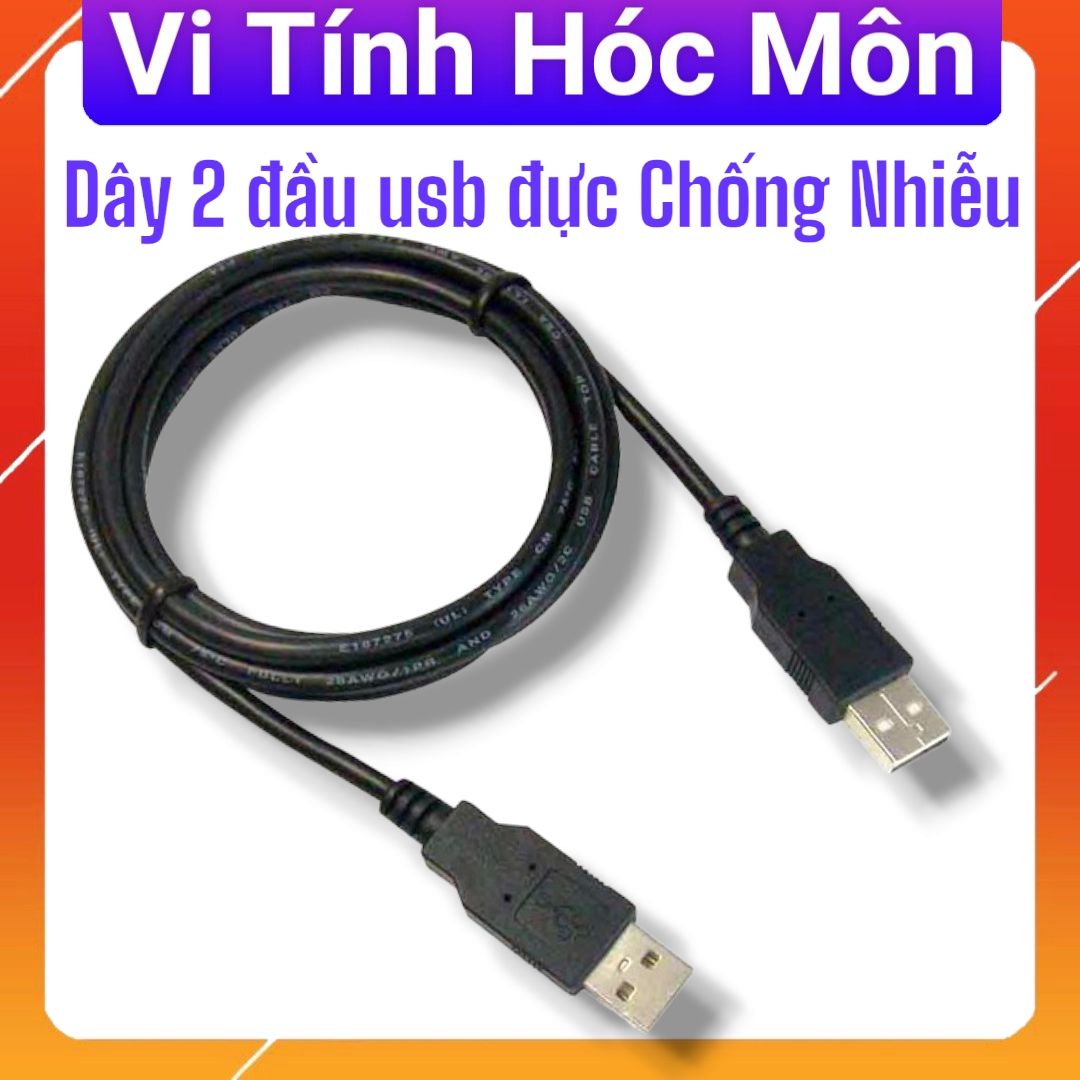 Dây cáp USB 2 đầu đực (đầu dương) dài 1m5 màu đen 2 đầu usb