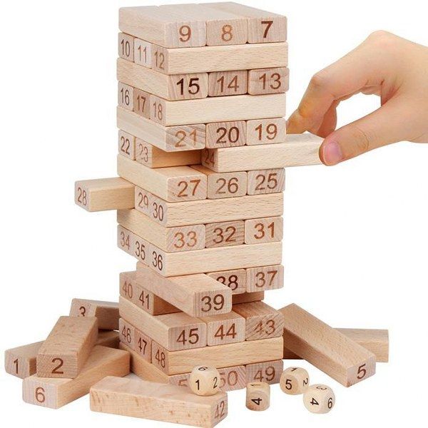 Đồ Chơi Gỗ - Trò Chơi Rút Gỗ Loại Lớn 48 Miếng Gỗ -  Xếp Gỗ Số