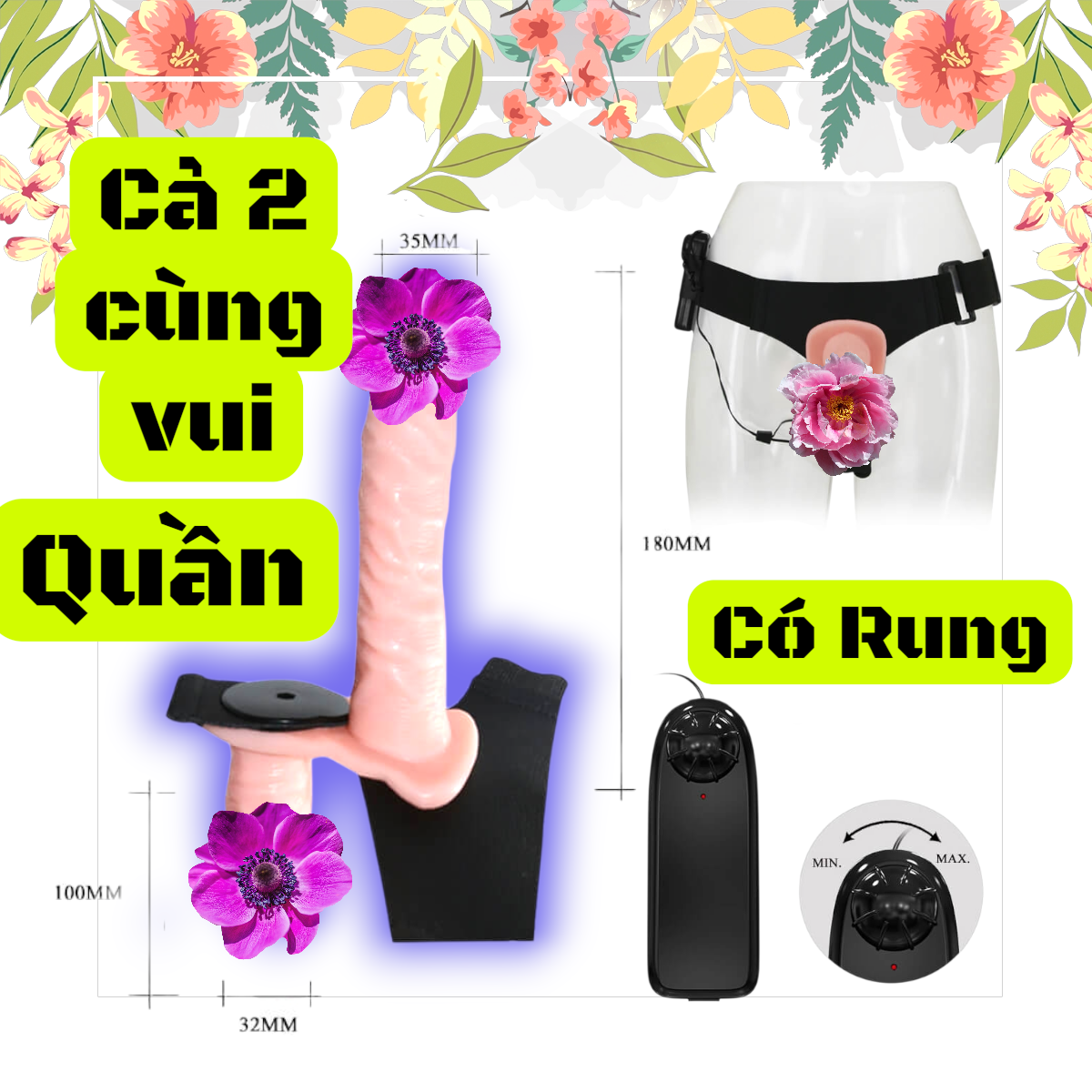 Dương Vật Giả 2 Đầu Có Quai Đeo Baile Trap-On Có Rung Women's Strap-On Realistic Dildo Pants Double Dildo