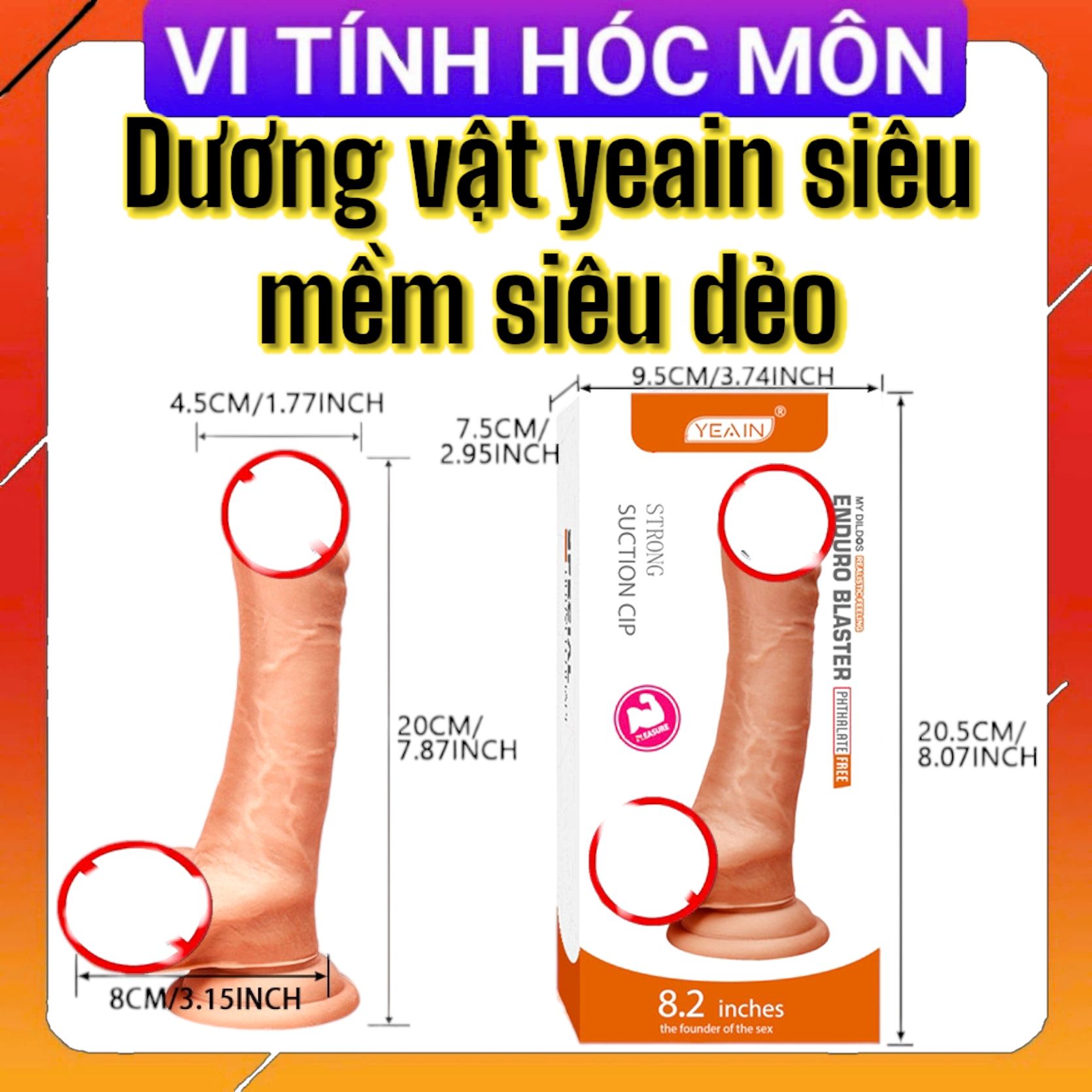 Dương vật giả dính tường có bìu - Yeain Cam 8.2 inch