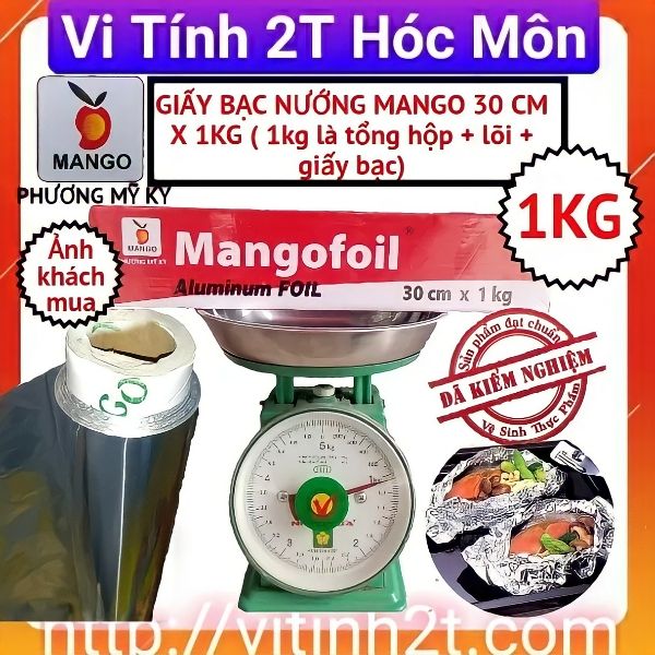 Giấy bạc nướng Mango 30cm x 1kg ( lõi + hộp+ giấy bạc) nướng thực phẩm, cá bảo quản thức ăn mangofoil
