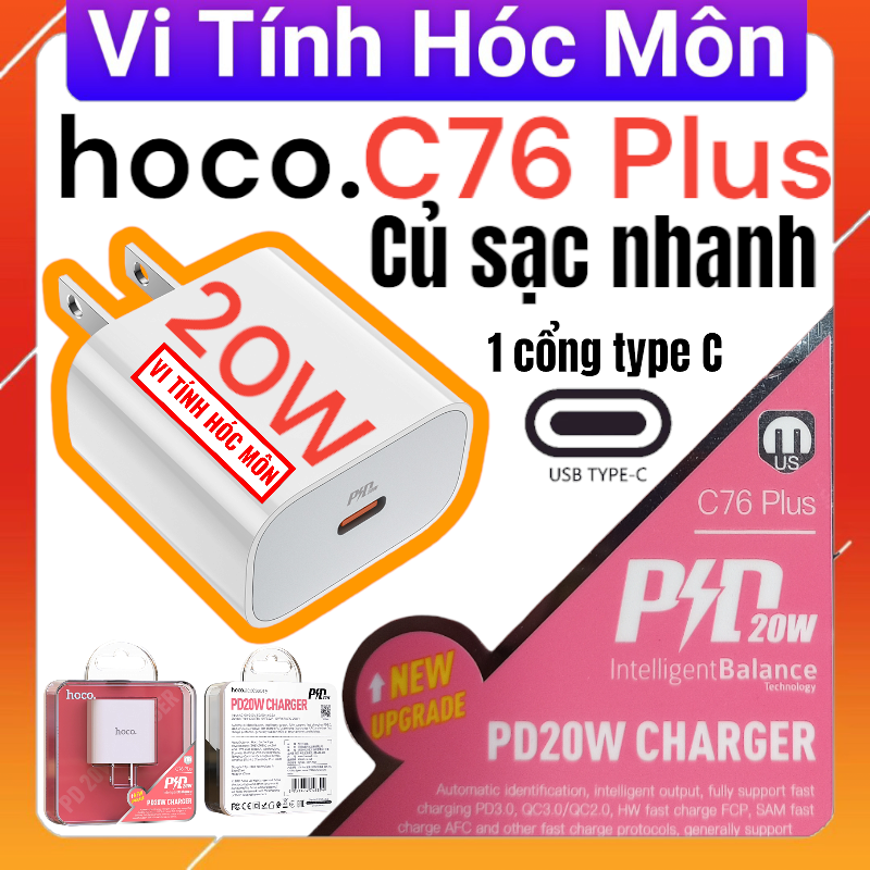 hoco c76 plus Củ sạc nhanh 20W PD20W 1 cổng type c, cốc sạc ( Hóc Môn)