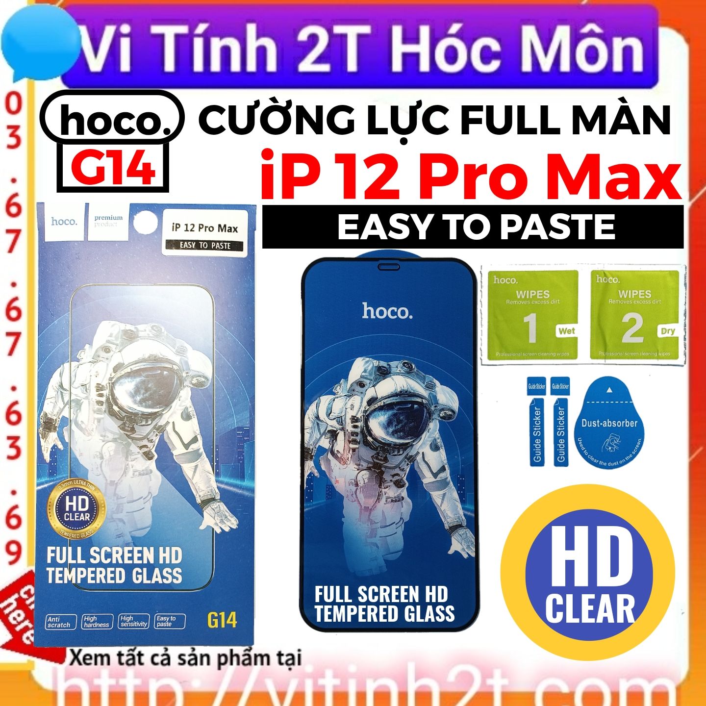 ip 12 pro max Cường lực full màn hình hoco g14