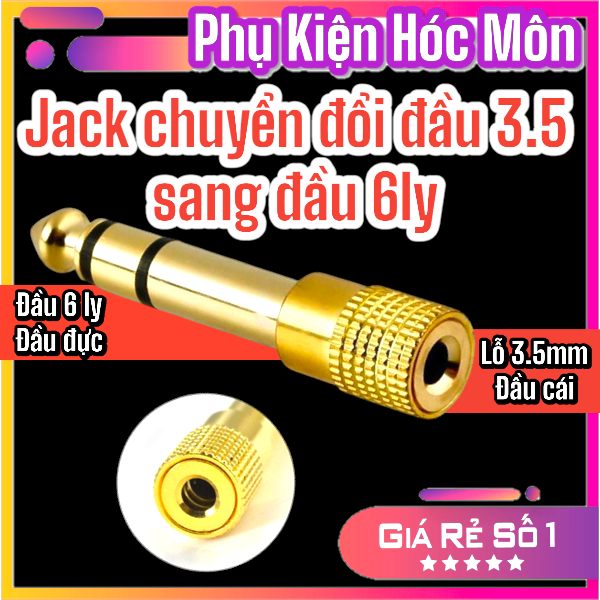 Jack chuyển đổi 3.5 sang 6ly | Dùng cho tai nghe, loa, đàn guitar | Vi Tính Hóc Môn