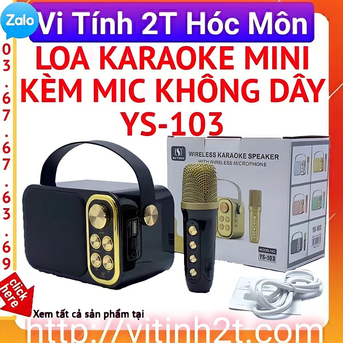 LOA KARAOKE MINI KÈM MIC KHÔNG DÂY YS-103