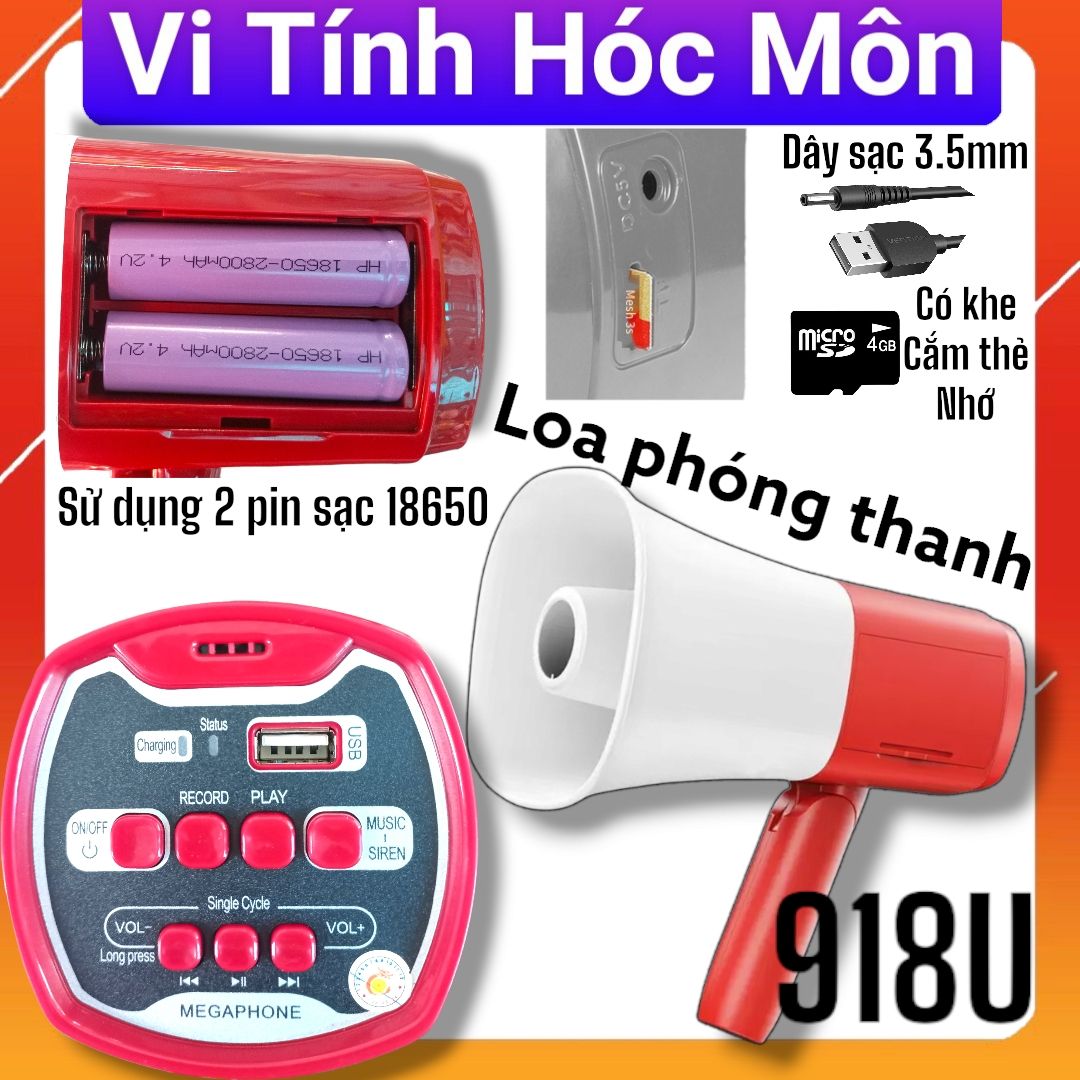 (2 pin) Loa Phóng Thanh Vuông 918U loa bán hàng rong, loa rao bán hàng
