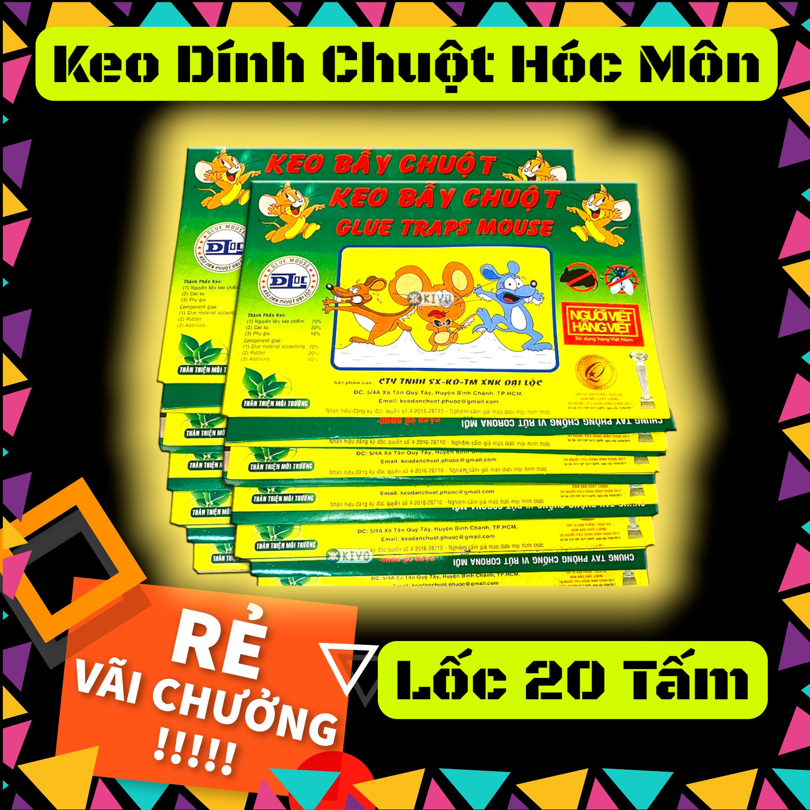 ( CÓ VAT) Lốc 20 tấm keo dính chuột đại lộc Keo dính chuột Hóc Môn
