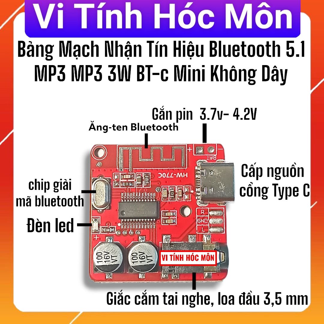 Mạch bluetooth 5.1 biến loa amply thường thành loa amply bluetooth  cổng type c