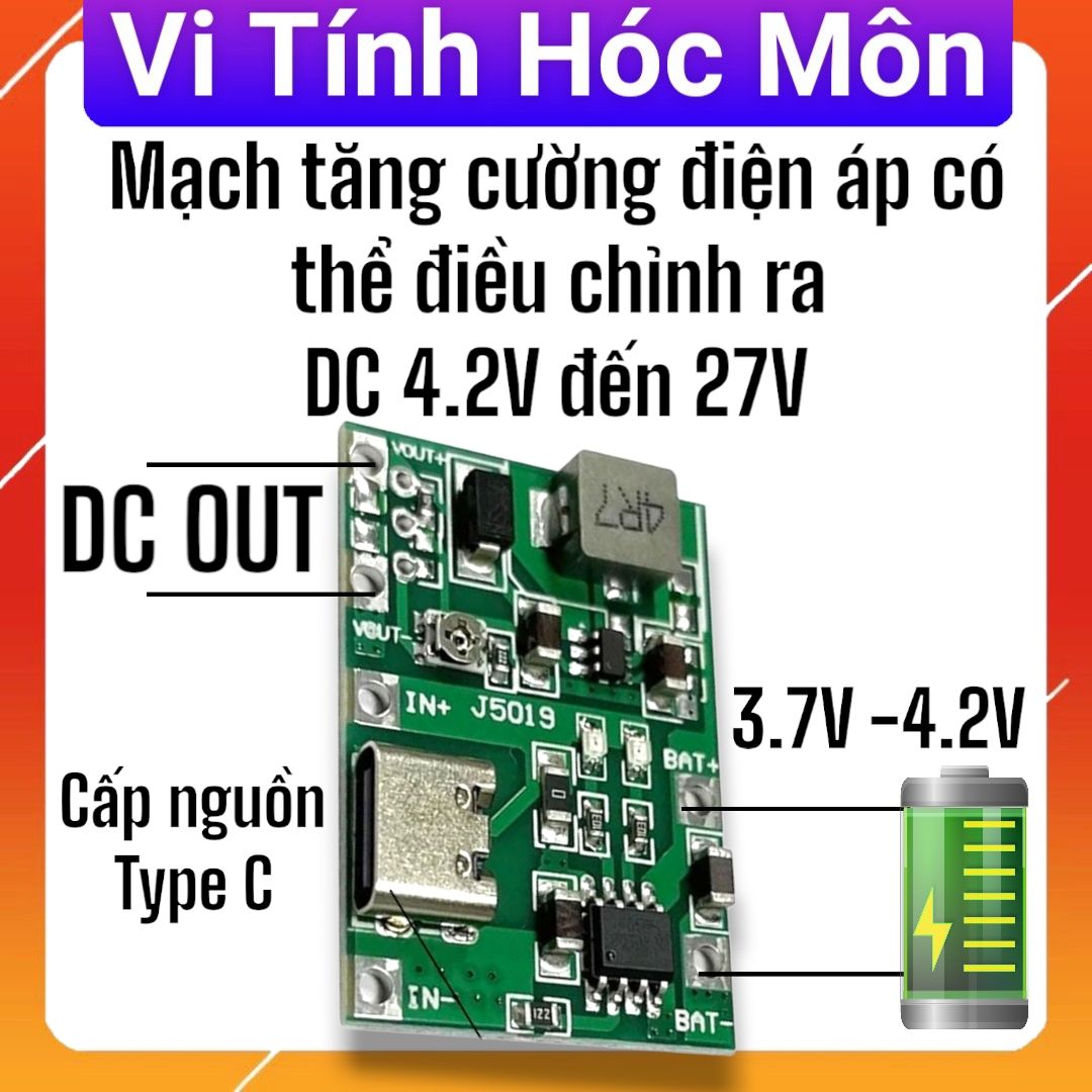 Mạch tăng cường điện áp có điều chỉnh điện out 4.2v đến 27V