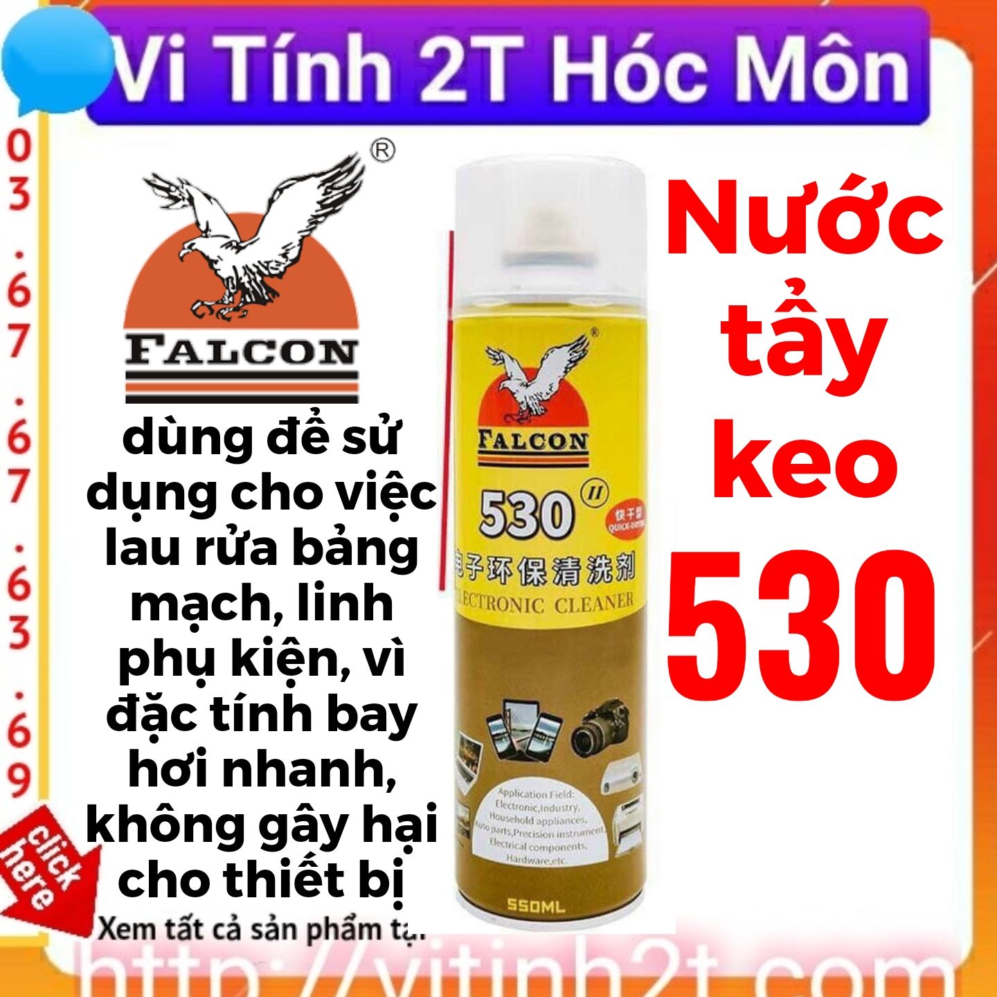 Nước tẩy rửa keo Falcon 530 Electric Cleaner tẩy rửa đa năng