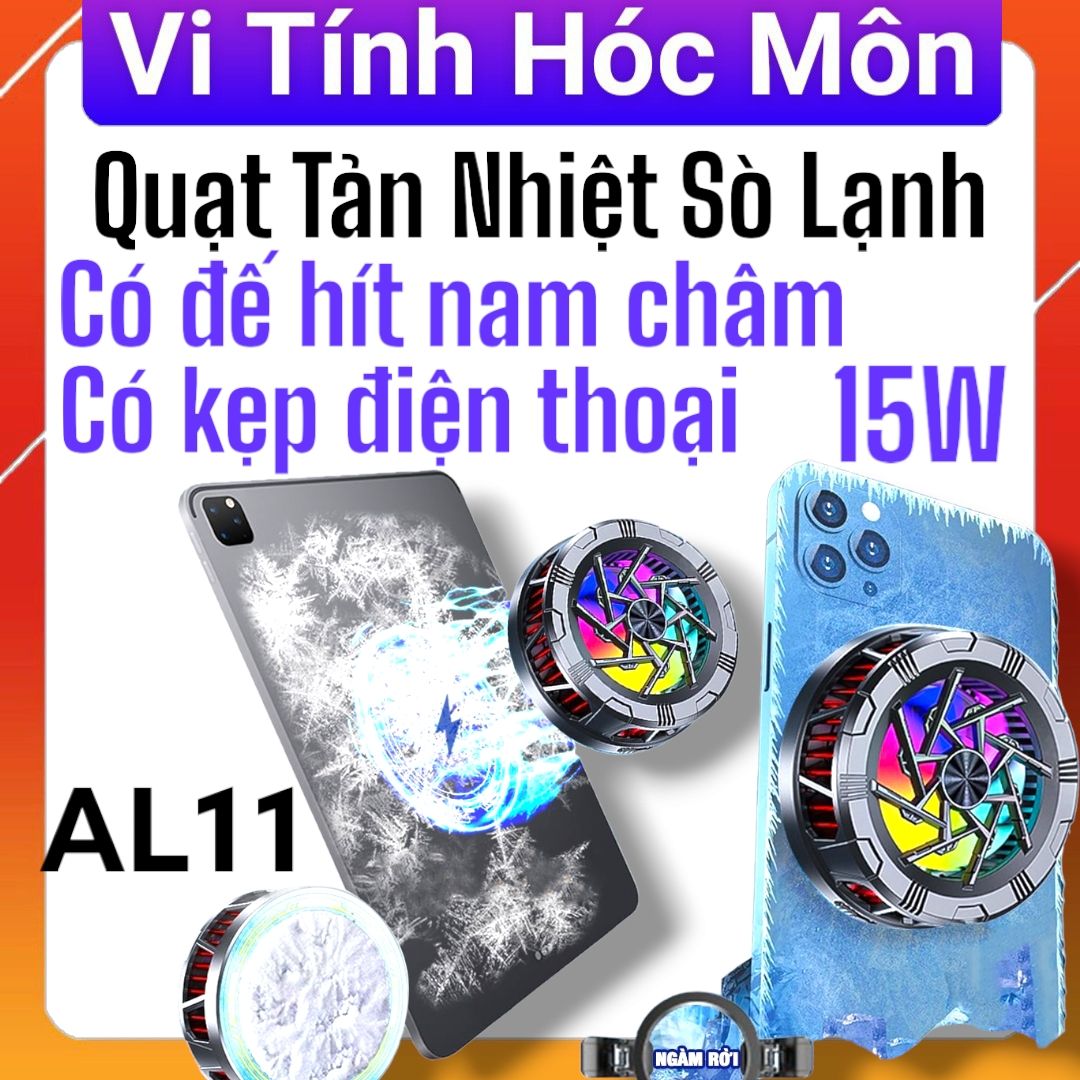 Quạt tản nhiệt điện thoại máy tính bảng Ipad AL11 sò lạnh từ tính led RGB