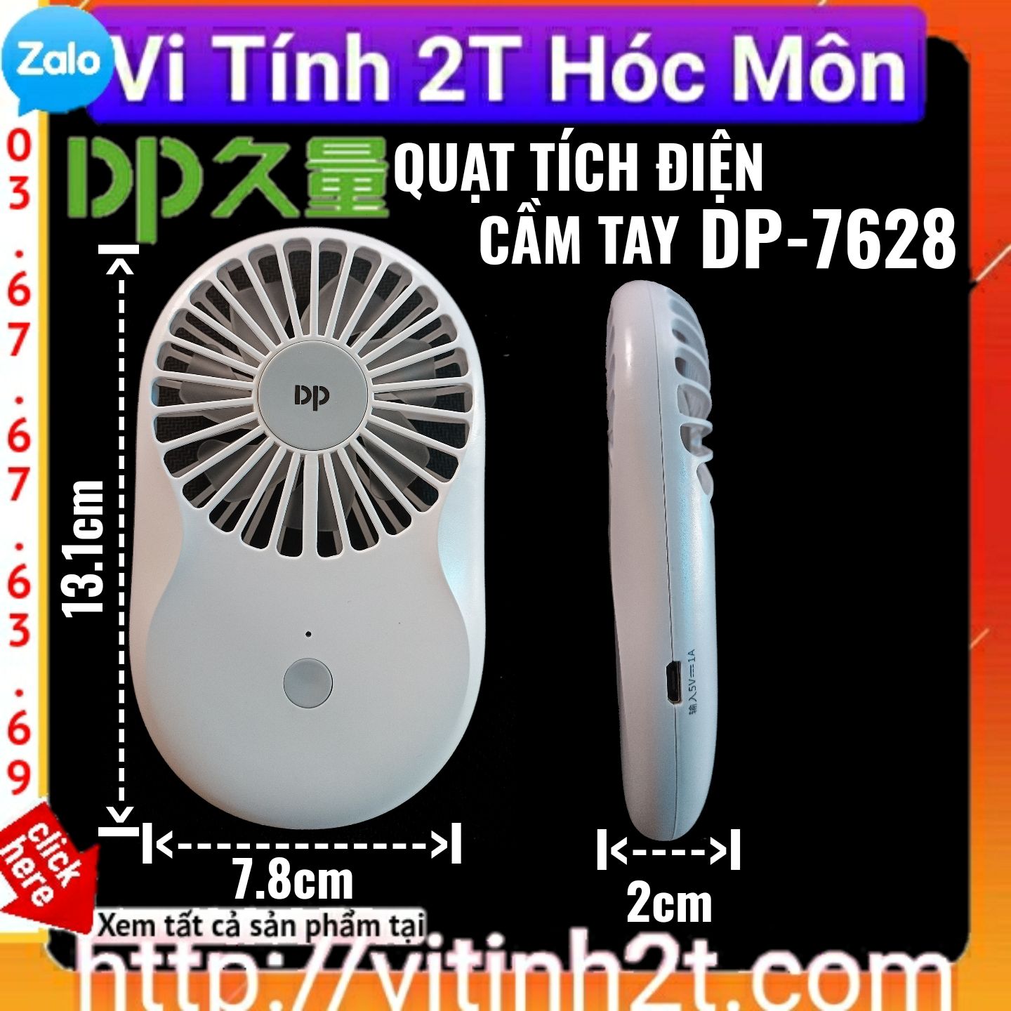 Quạt tích điện Dp-7628 USB RECHARGEABLE FAN