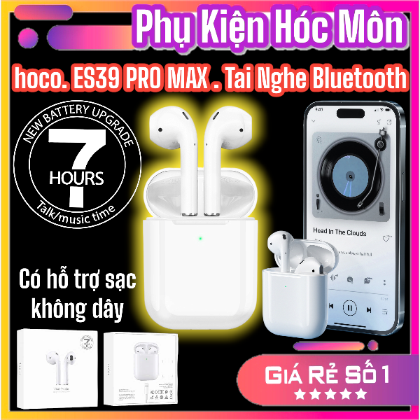 Tai nghe Bluetooth Hoco ES39 Pro max | Chống ồn chủ động ANC | Pin lâu 7 giờ | Sạc nhanh USB-C | Âm bass mạnh, mic đàm thoại | Thiết kế gọn, đeo thoải mái | Vi Tính Hóc Môn