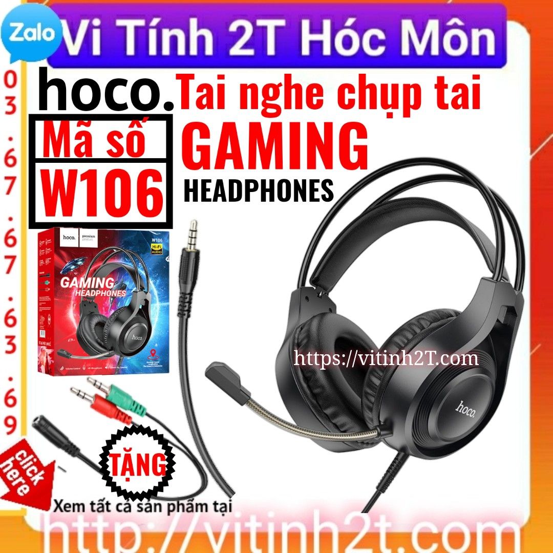Tai nghe chụp tai gaming hoco w106 headphone