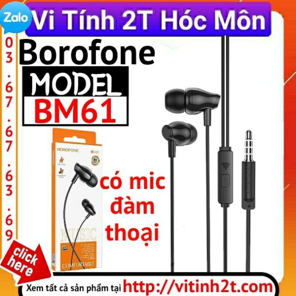 Tai nghe dây Borofone BM61 có Mic jack cắm 3.5mm - CHÍNH HÃNG