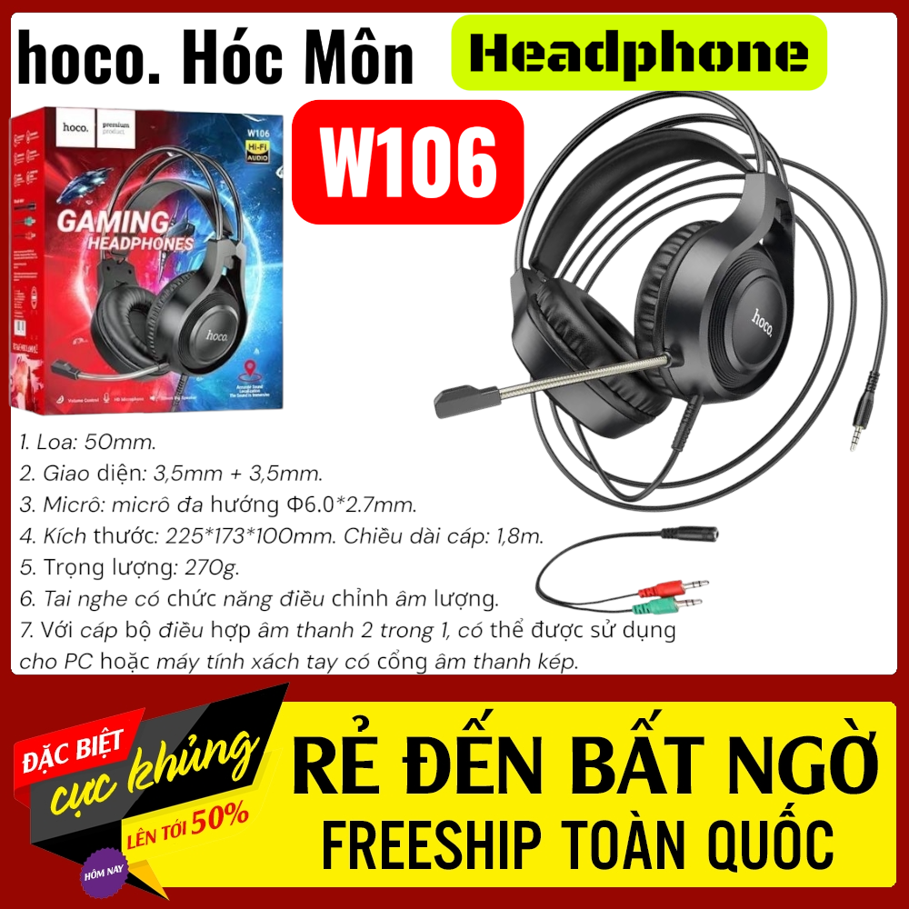 Tai nghe headphone Hoco W106