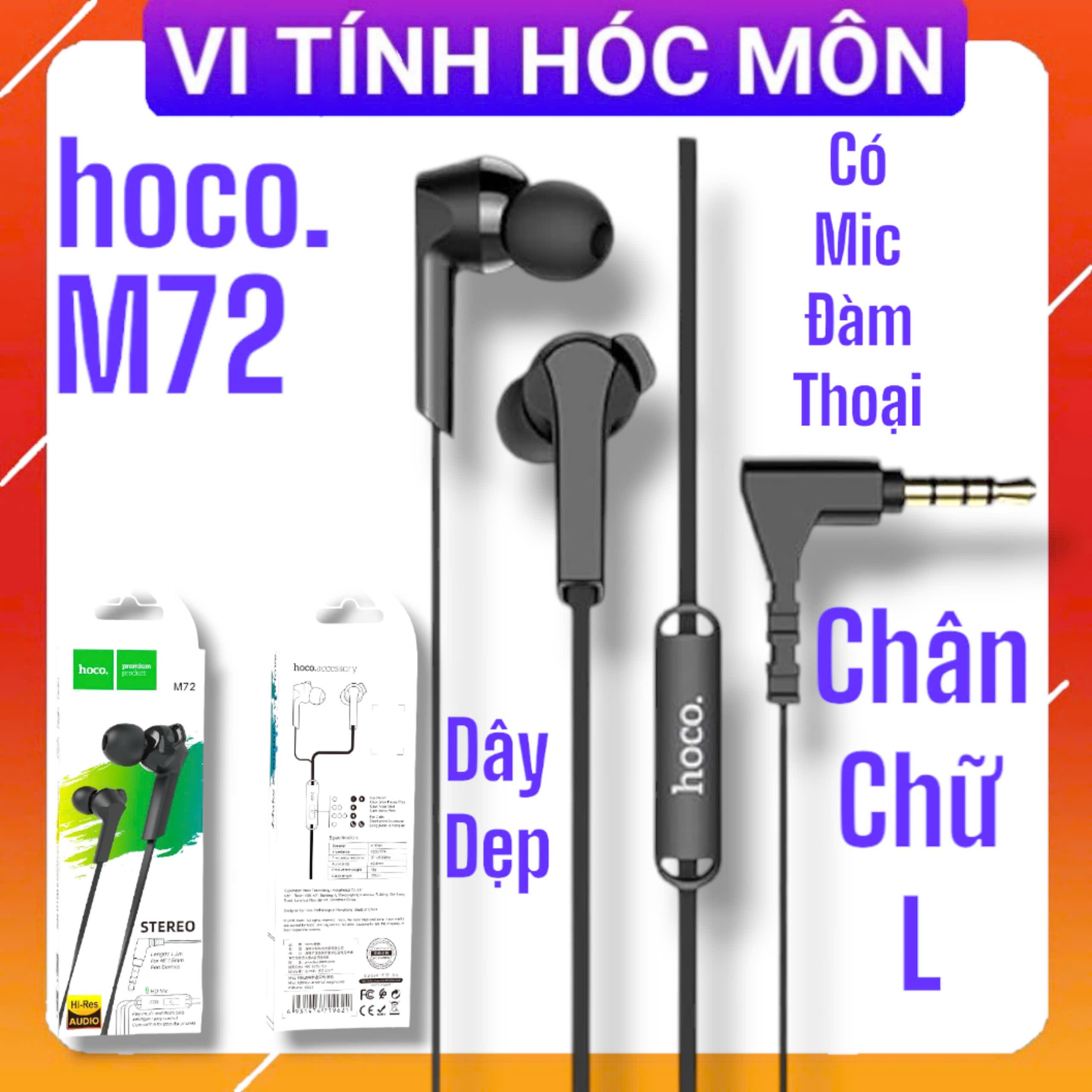 Tai nghe HOCO M72 đầu 3.5 chữ L chống gãy chính hãng