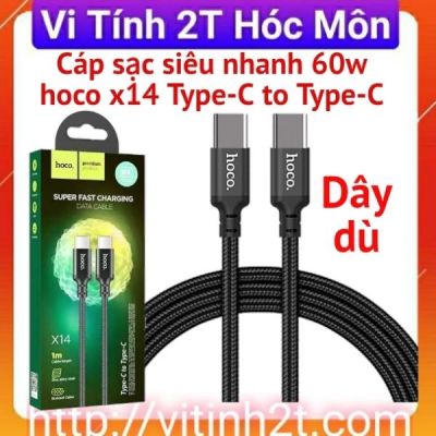 Cáp sạc nhanh PD60W Hoco X14 Type-C to Type-C dây dù siêu bền truyền dữ liệu dài 1M cho Android