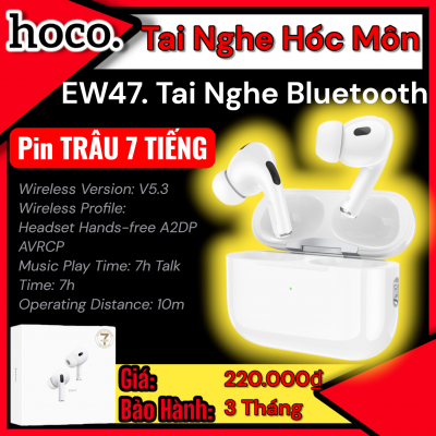 ( có VAT) [Pin trâu 7H] Hoco EW47 Tai nghe Bluetooth 2 bên | Có đàm thoại | Nút cảm ứng | Âm thanh rõ | Pin bền |Tai Nghe Hóc Môn