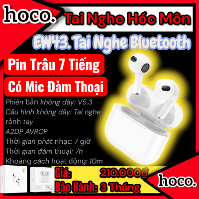 ( có VAT) Tai Nghe Bluetooth Hoco EW43 V5.3 | Cao Cấp 7H Nghe Nhạc | Tích Hợp Micro Đàm Thoại | Âm Thanh Sống Động | Tai Nghe Hóc Môn | HOCO Hóc Môn