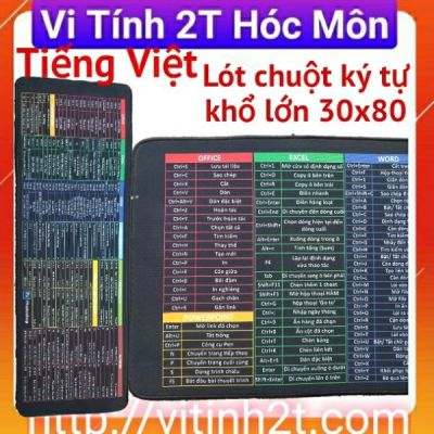 ( Tiếng Việt) Đệm lót chuột in các ký hiệu phím tắt cỡ lớn chống nước Bàn Di Chuột, Pad Chuột, Lót Chuột Phím Tắt Văn Phòng Cao Cấp