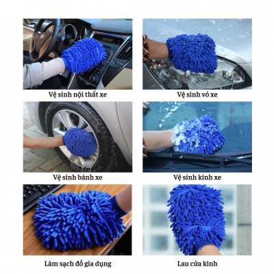 1 cái Găng Tay San Hô Rửa Xe 2 Mặt