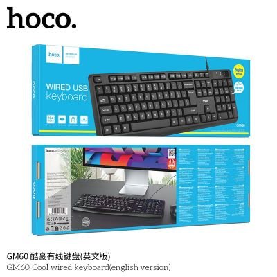 Bàn phím có dây Hoco GM60 Cool | Phiên bản tiếng Anh hiện đại | Bàn phím văn phòng & chơi game | Thiết kế sang trọng, bấm êm | Kết nối USB ổn định, độ bền cao | Phụ kiện máy tính chất lượng | Mua bàn phím chính hãng giá tốt | Vi Tính Hóc Môn