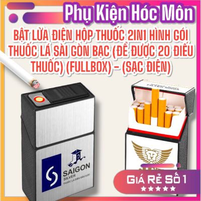 BẬT LỬA ĐIỆN HỘP THUỐC 2IN1 HÌNH GÓI THUỐC LÁ SÀI GÒN BẠC (ĐỂ ĐƯỢC 20 ĐIẾU THUỐC) (FULLBOX) - (SẠC ĐIỆN)