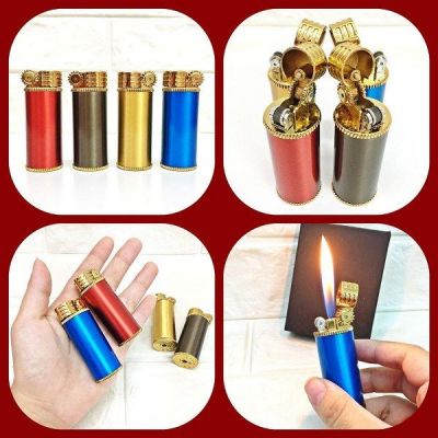 BẬT LỬA GAS ĐÁ HÌNH TRỤ NHIỀU MÀU (KIM LOẠI) - (XÀI GAS)