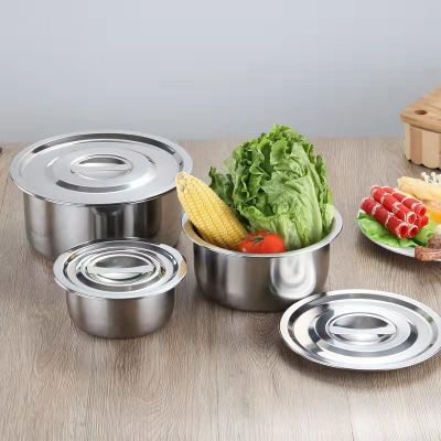 Bộ 5 Thố Inox Không Quai Có Nắp Đậy Đủ Kích Thước Cao Cấp
