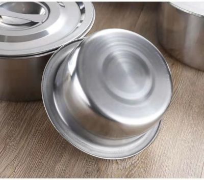 Bộ 5 Thố Inox Không Quai Có Nắp Đậy Đủ Kích Thước Cao Cấp